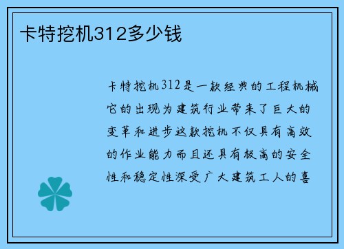 卡特挖机312多少钱